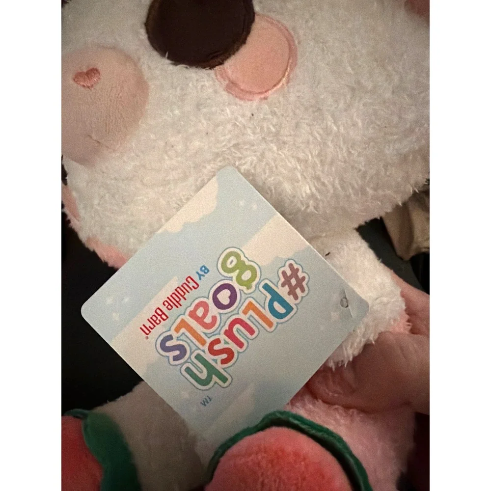 Cuddle Barn Plushgoals Sunnie Strawberry Cow Kids Small Pink White Excellent NWT